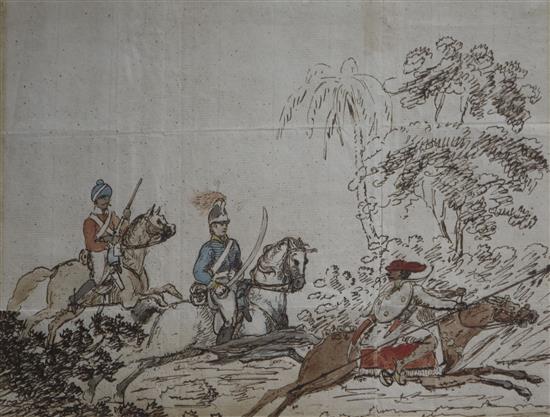 Early 19th century Anglo-Indian School, ink and wash drawing